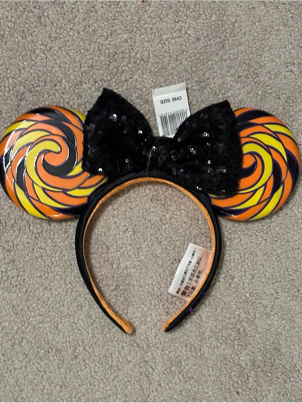 Disney Parks Halloween Minnie Ears Sweet and Spooky Lollipop Candy Swirl NWT